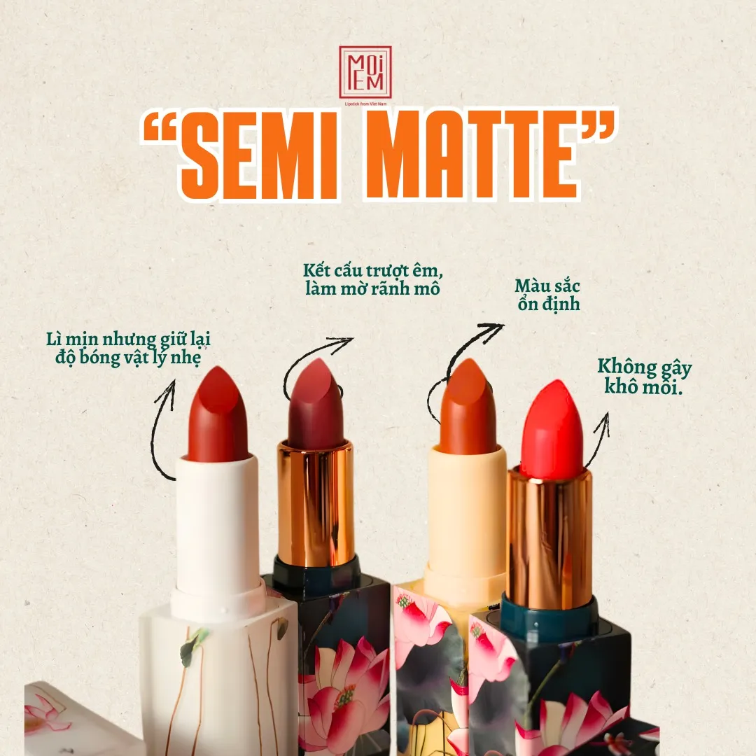 Bốn thỏi son Semi-Matte MoiEm